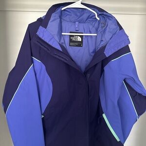 The North Face Women's Violet and Purple Ski Jacket with Hood LARGE 2 in 1